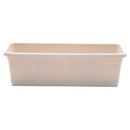 Windowbox Planter & Saucer, Plastic, Tan, 30-In.