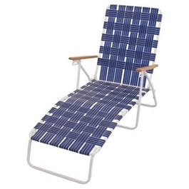 Web Chaise Lounge, Hi-Back, White Steel Frame & Blue Web