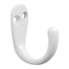 Robe Hook, Single Prong, White Zinc, 6-1/2-In., 2-Pk.