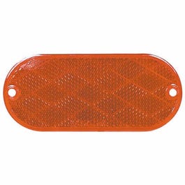 Trailer Reflector, Self-Adhesive, Amber Oval, 4-3/8 x 1-7/8-In.