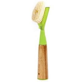 Dish Brush, Soap-Dispensing, Green Bamboo