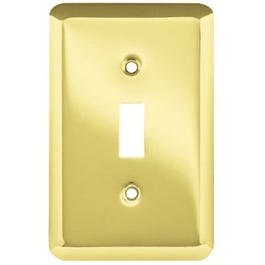 Toggle Wall Plate, 1-Gang, Stamped, Round, Polished Brass Steel