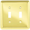 Toggle Wall Plate, 2-Gang, Stamped, Round, Polished Brass Steel