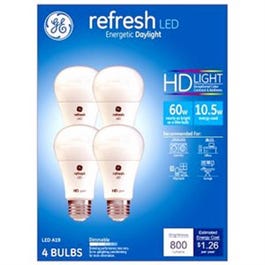 Refresh LED HD Light Bulbs, Daylight, 10.5-Watts, 4-Pk.