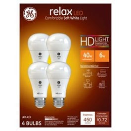 Relax LED HD Light Bulbs, Soft White, 6-Watts, 4-Pk.