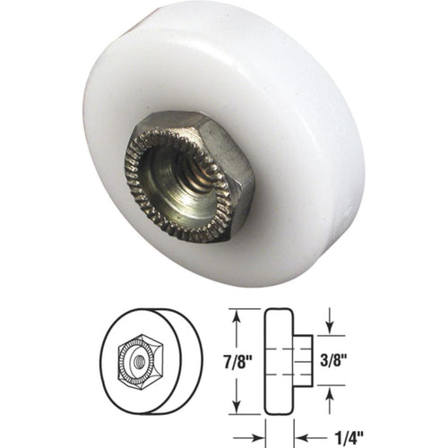 Prime-Line 7/8 Dia. x 3/8 In. W. Flat Shower Door Roller (2-Count)