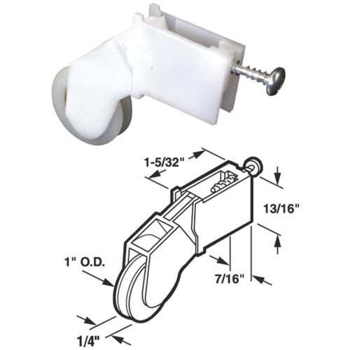 Prime-Line 1 In. x 1/2 In. Adjustable Nylon Screen Door Roller Assembly (2-Count)