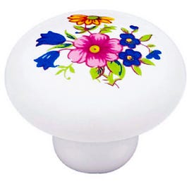 1.25-In. Ceramic Flower Cabinet Knob