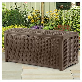 Deck Storage Box, Java Wicker-Look Resin, 46 x 21.6 x 22.5-In., 73-Gals.