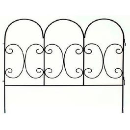 Garden Fence Panel, Decorative Scroll, Black Steel, 30 x 36-In.