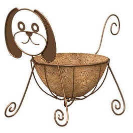 Planter, Dog, Coco Liner, Rust-Color Steel