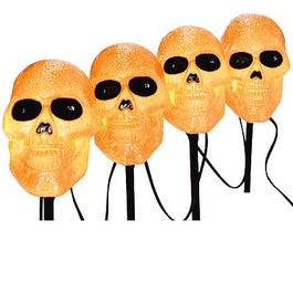 Halloween Pathway Lights, Skull, 4-Pc. Set