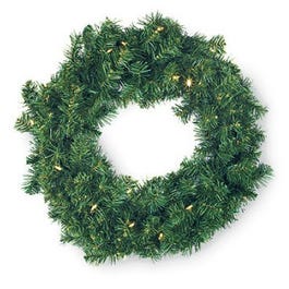 Christmas Wreath, 30 Color-Changing LED Lights, Battery-Operated, 24-In.