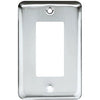 Decorator Rocker/GFI Wall Plate, 1-Gang, Stamped, Round, Polished Chrome Steel