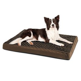 Dog Bed, Orthopedic Egg-Crate Cushion, Brown Fabric, 27 x 36 x3-In.