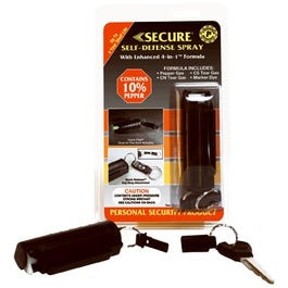 Personal Defense Pepper Spray + Key Ring, Black, 1/2-oz.