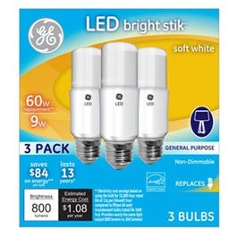 LED Bright Stik Light, Soft White, 800 Lumens, 9-Watts, 3-Pk.