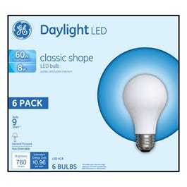 LED Light Bulbs, Daylight, 760 Lumens, 8-Watts, 6-Pk.