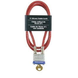 1-1/8 In. 4-Pin Tumbler Padlock With 36-In. Vinyl Coated Cable