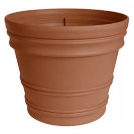 Planter, Plastic, Rolled-Rim, Terra Cotta, 12-In.