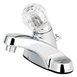 Lavatory Faucet With Plastic Pop Up, Single Acrylic Handle, Chrome