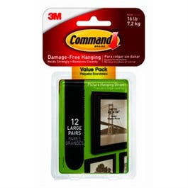 Picture Hanging Strips, Black, Large, 12-Pk.