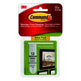 Picture Hanging Strips, White, Medium, 12-Pk.