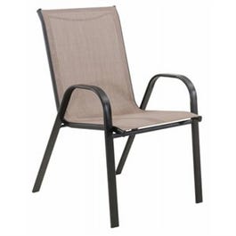 Marbella Stacking Chair, Black Steel Frame, Tan Sling Fabric