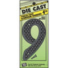House Address Number 9, Black Die-Cast Aluminum, 4-In.