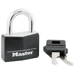 1-9/16-In. Solid-Aluminum Keyed  Padlock, Black Covered Keyhead