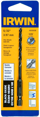 IRWIN Irwin Industrial Tool  5-32 in. X 3-15-16 in. Steel Hex Shank Drill Bit