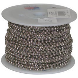 Nickel-Plated Steel Beaded Chain, #6, 100-Ft.