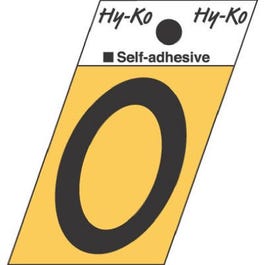 Address Numbers, 0, Angle-Cut, Black/Gold Aluminum, Adhesive, 1.5-In.