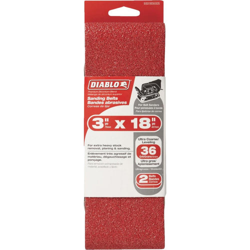 Diablo 3 In. x 18 In. 36 Grit General Purpose Sanding Belt (2-Pack)