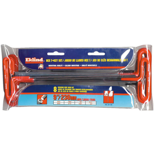 Eklind Standard 9 In. Arm Cushion Grip T-Handle Hex Key Set, 8-Piece