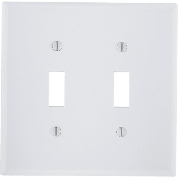 Leviton 2-Gang Plastic Oversized Toggle Switch Wall Plate, White