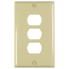 Pass and Seymour 3-Port Ivory Thermoset Ribbed Wall Plate