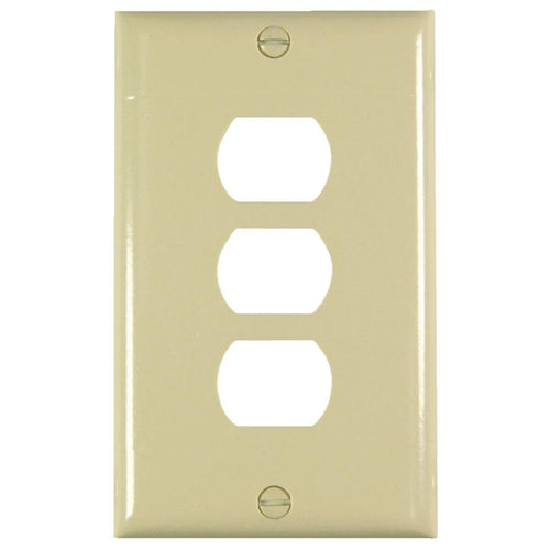 Pass and Seymour 3-Port Ivory Thermoset Ribbed Wall Plate