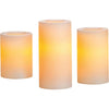 Inglow 3 In. Dia. Cream Wax Pillar Flameless Candle Set (3-Pack)