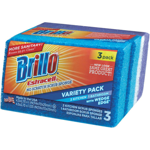 Brillo Estracell No Scratch Kitchen & Bath Scrub Sponge (3 Count)