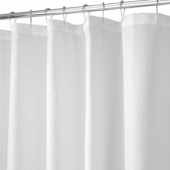 iDesign 72 In. x 72 In. Carlton White Button Hole Polyester Shower Curtain