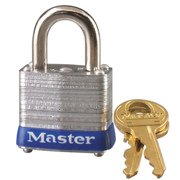 Master Laminated Padlock 1-1/8in (29mm) Wide Laminated Steel Pin Tumbler Padlock, Keyed Alike