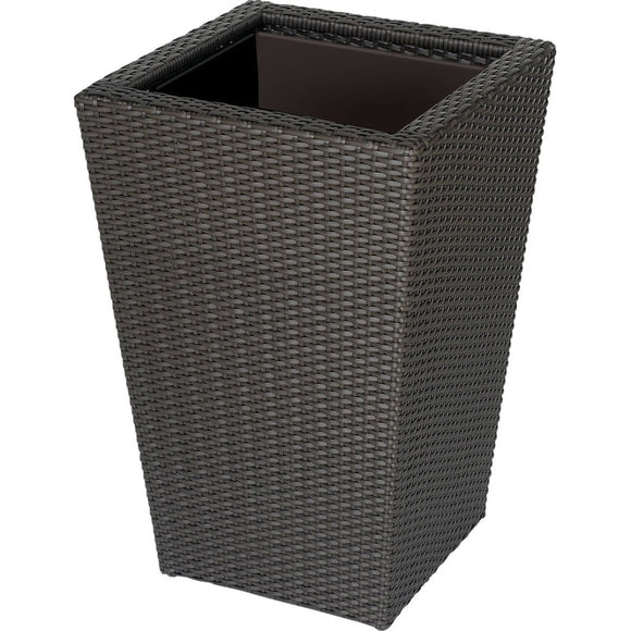 VISTA PLANTER SQUARE RESIN WICKER W PLASTIC LINER