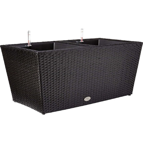 VISTA PLANTER SQUARE RESIN WICKER W PLASTIC LINER