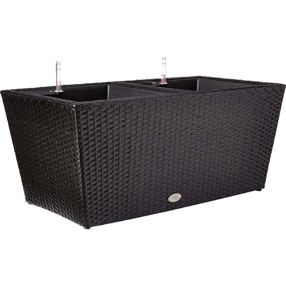 VISTA PLANTER SQUARE RESIN WICKER W PLASTIC LINER